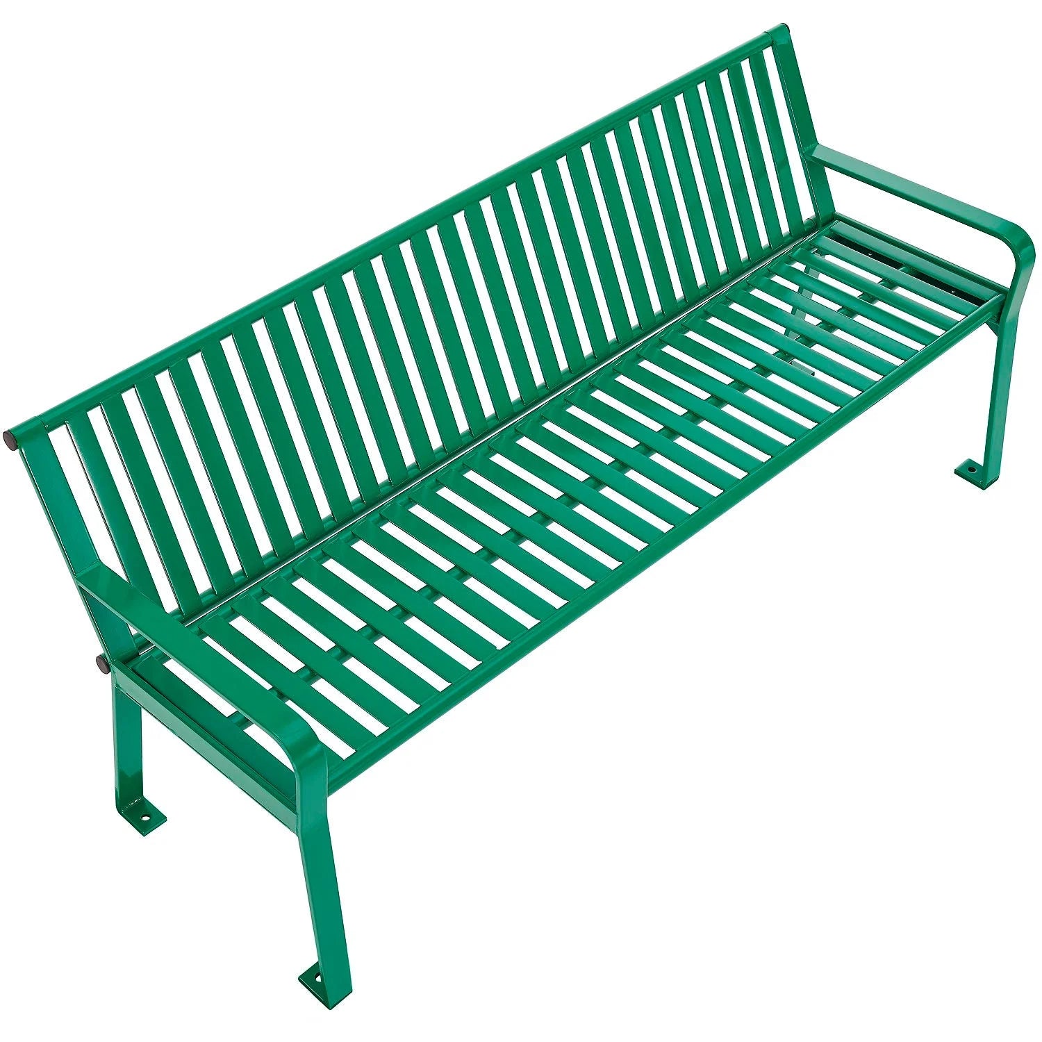 6' | Vertical Steel Slat | Outdoor Bench With Back