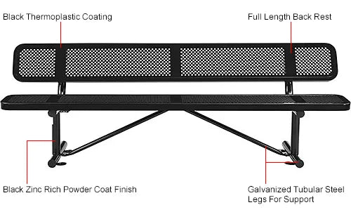 8' | Expanded Metal | Outdoor Mesh Bench With Back