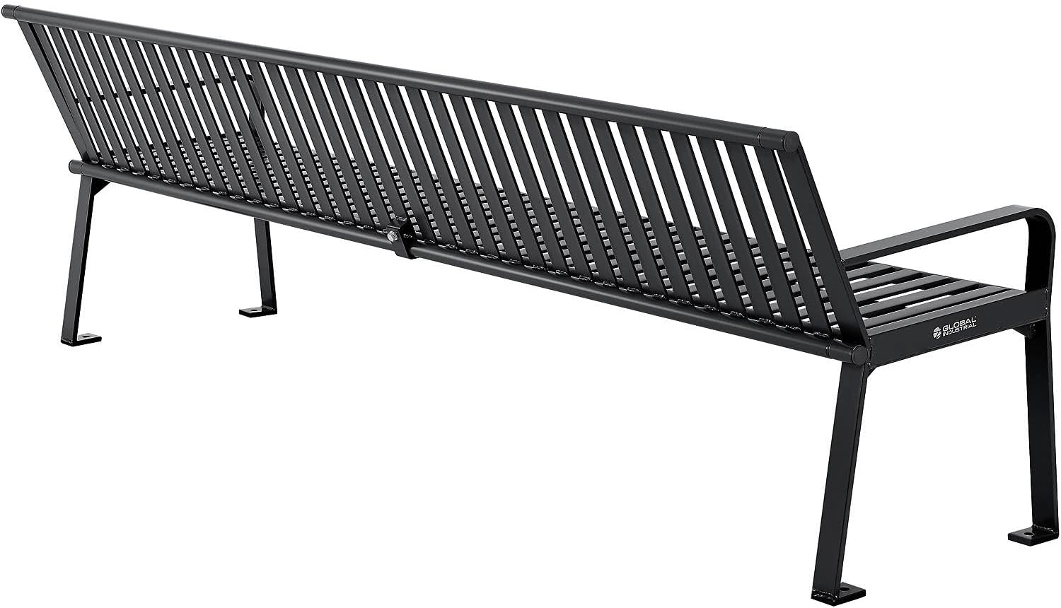 8' | Vertical Steel Slat | Outdoor Bench With Back