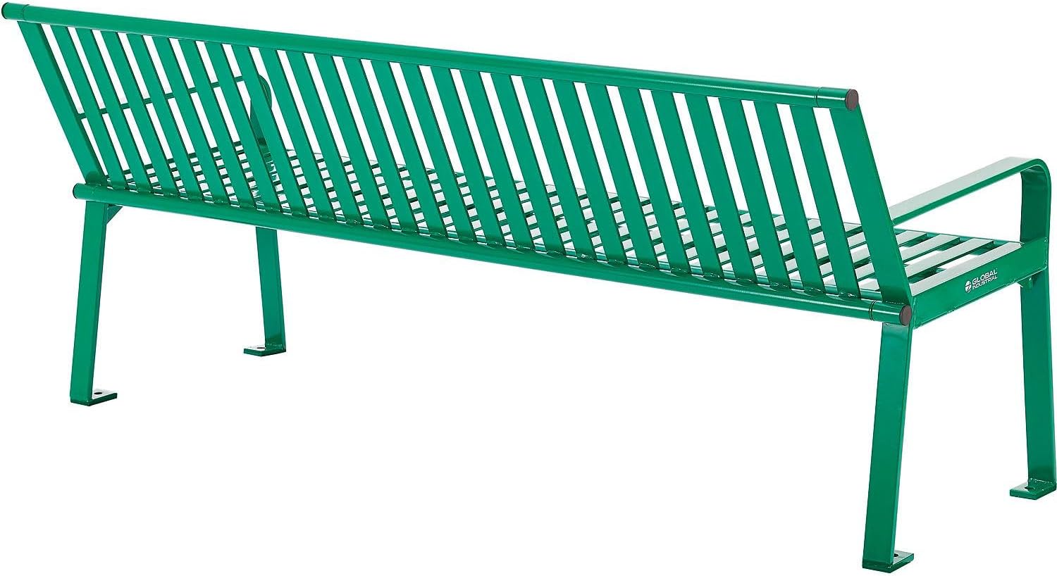 6' | Vertical Steel Slat | Outdoor Bench With Back