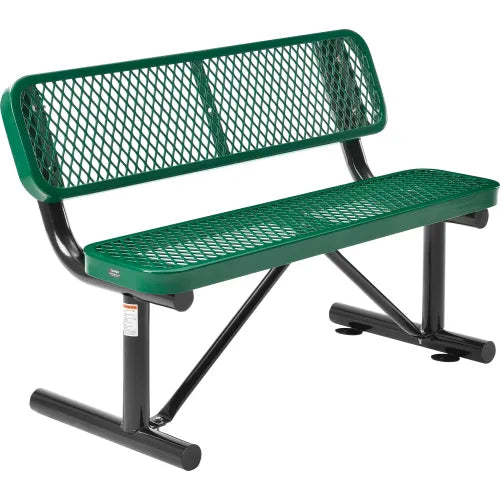 4' | Expanded Metal | Outdoor Mesh Bench With Back