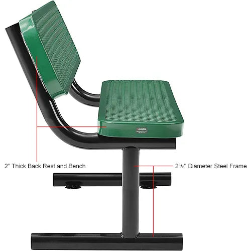 4' | Expanded Metal | Outdoor Mesh Bench With Back