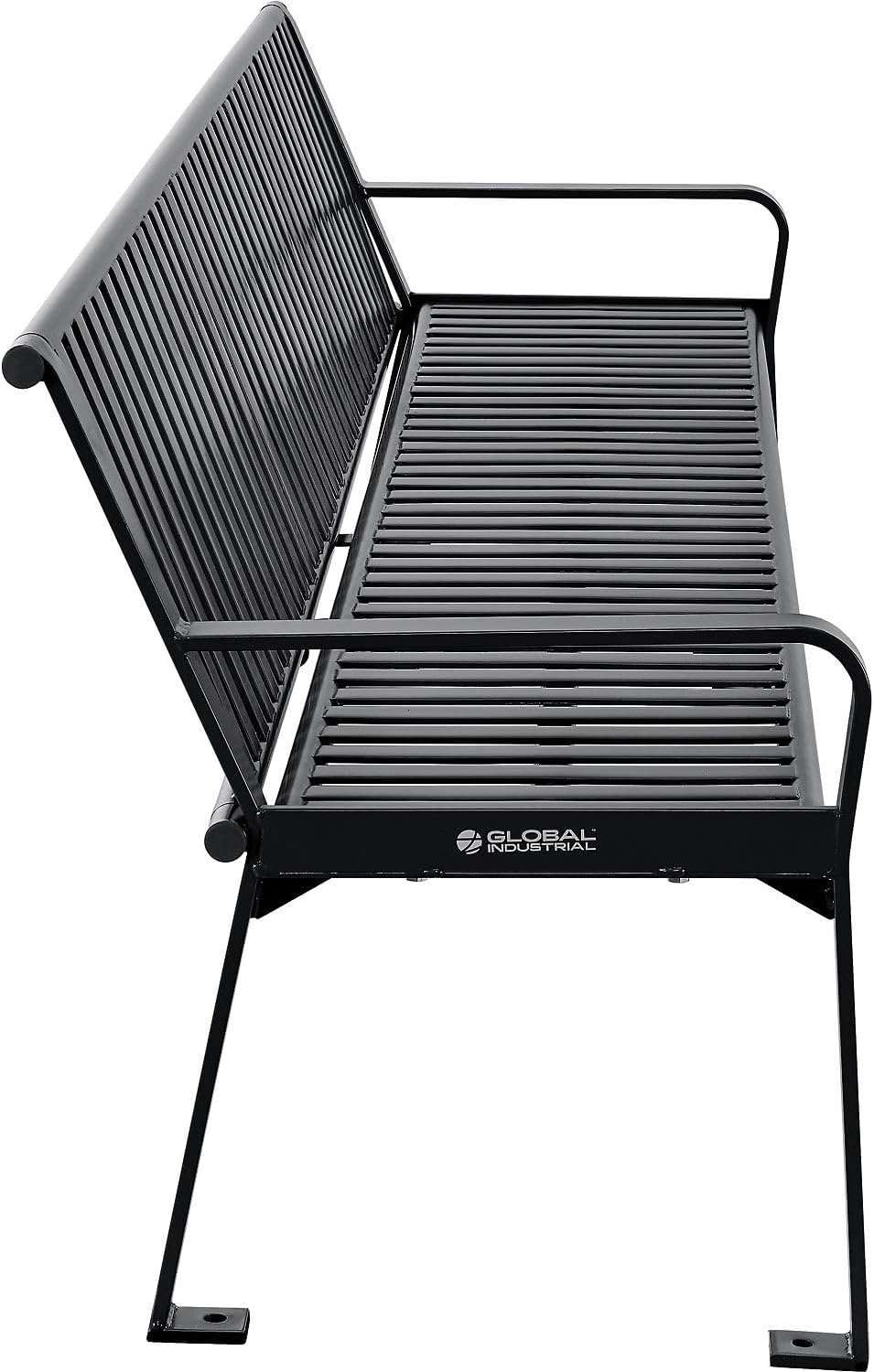 8' | Vertical Steel Slat | Outdoor Bench With Back