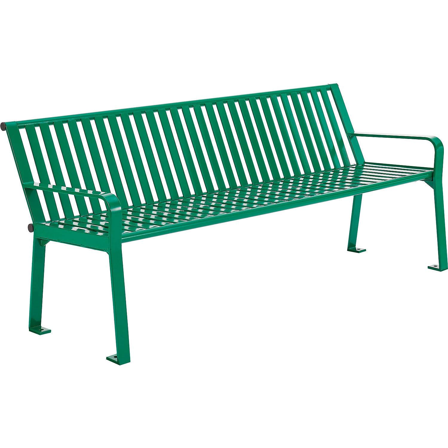 6' | Vertical Steel Slat | Outdoor Bench With Back