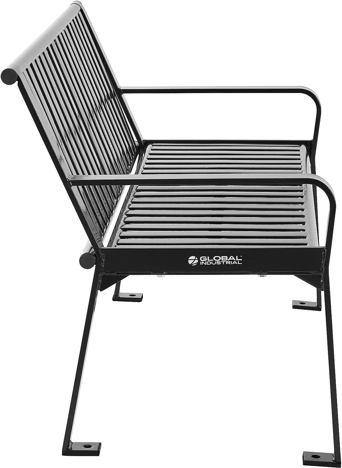 4' | Vertical Steel Slat | Outdoor Bench With Back