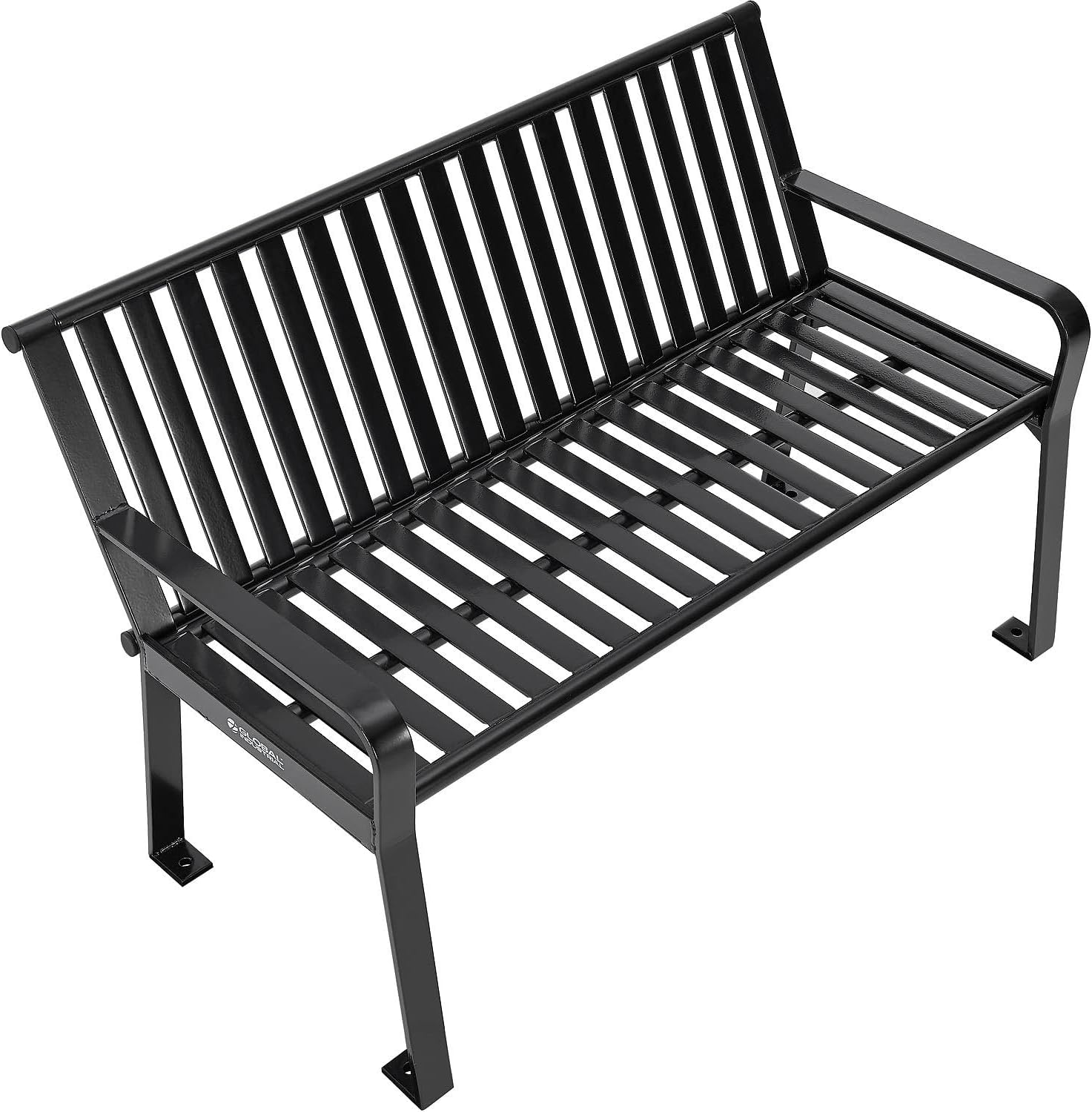 4' | Vertical Steel Slat | Outdoor Bench With Back