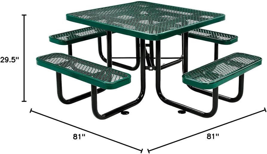 46' | Expanded Metal | Square Picnic Table