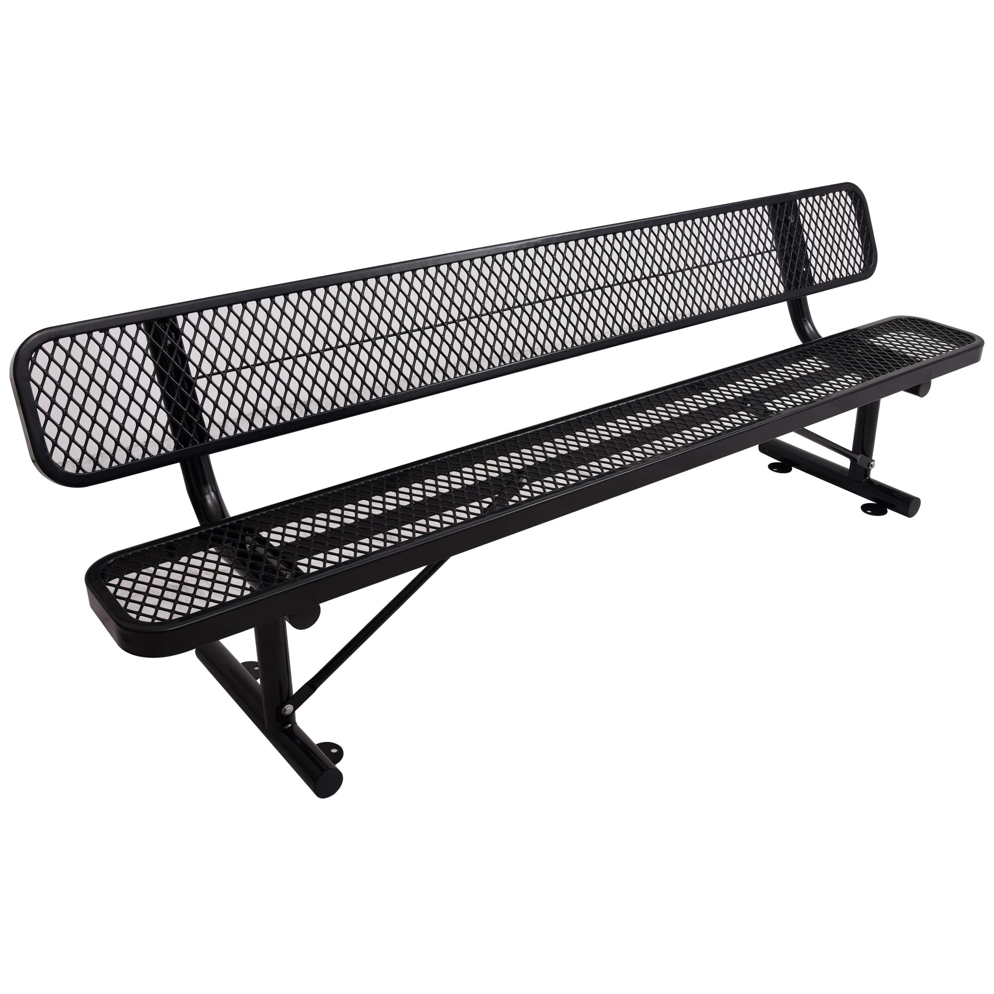 8' | Expanded Metal | Outdoor Mesh Bench With Back