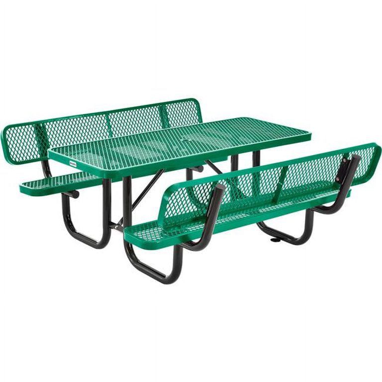 6' | Expanded Metal | Rectangle Picnic Table With Backrests